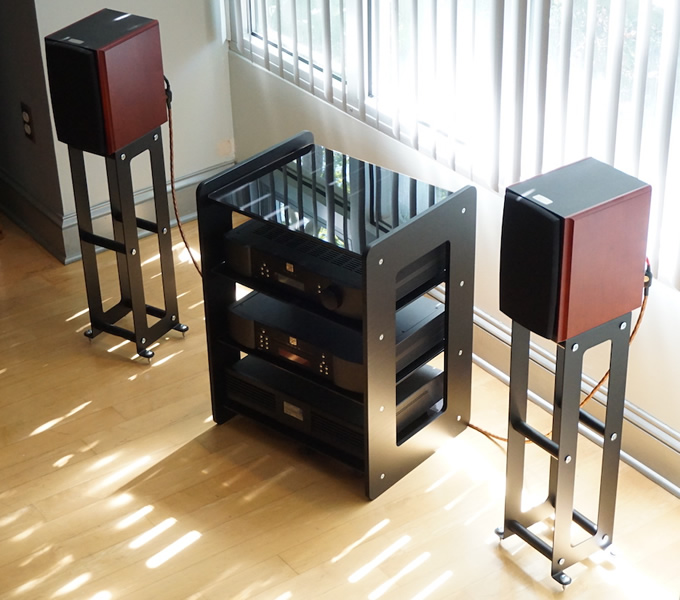 Simaudio components with Custom Design Concept Rack and Speaker Stands
